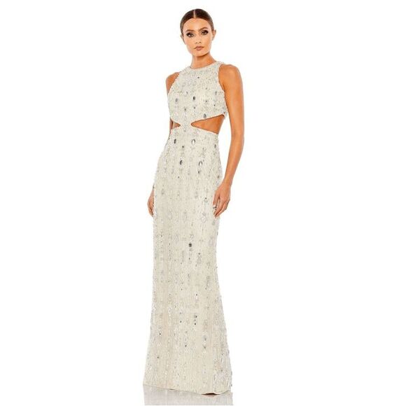 Mac Duggal NWT size 2 nude/ silver evening gown style 5740 *Read Notes* - Picture 1 of 10